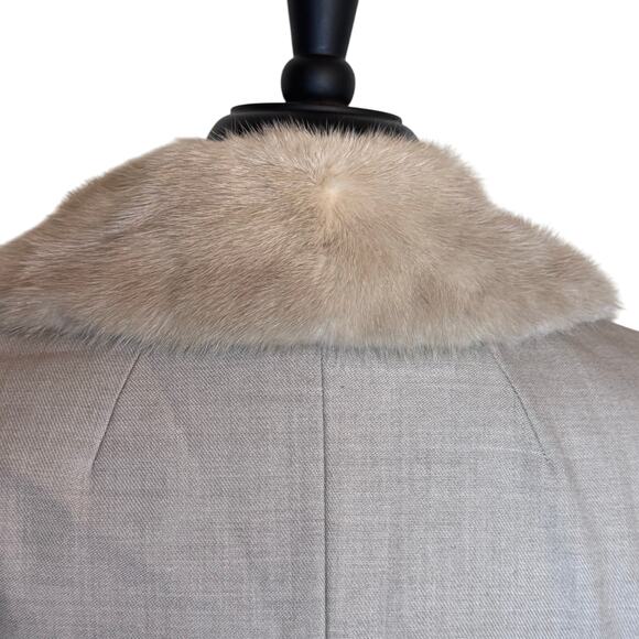 VINTAGE 1950’s YouthCraft Beige Womens Wool Long Coat Mink Fur Collar ILGUW Sz S - Picture 10 of 15